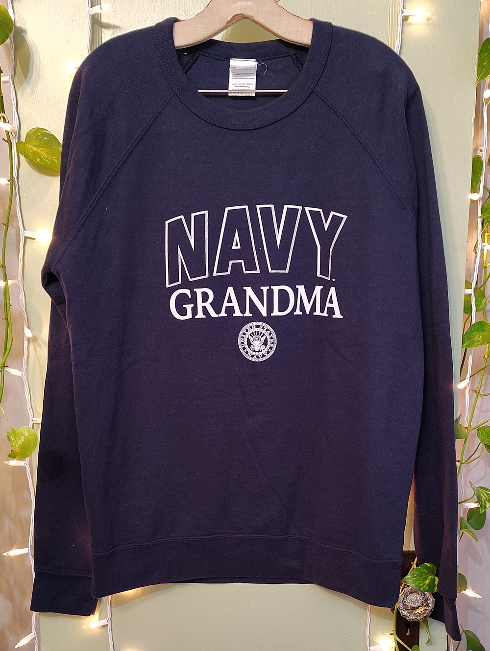 Women's Soffe United States Navy Grandma Blue White Crewneck Sweatshirt L